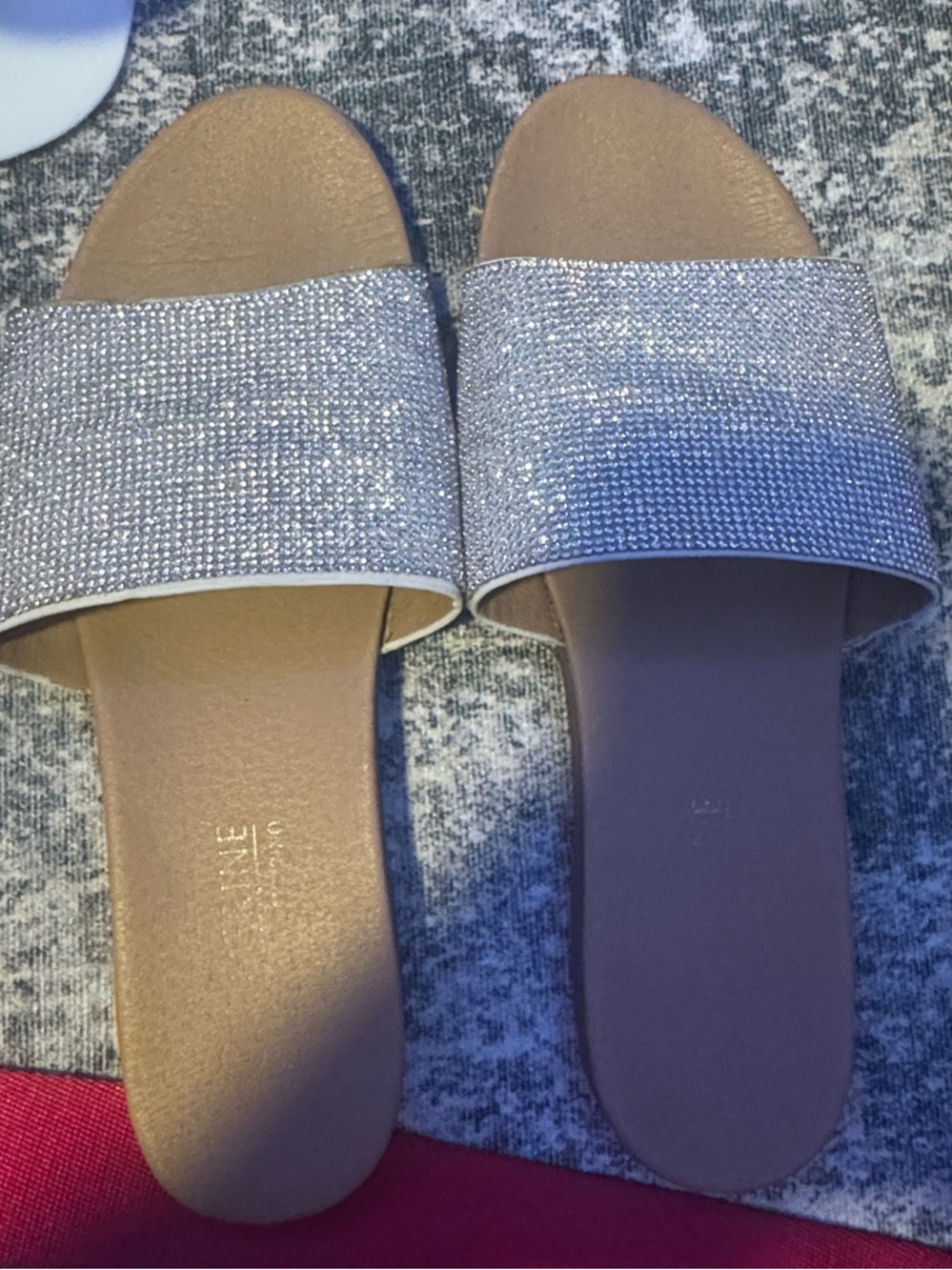 Amazon Women's Silver Rhinestone Slide Sandals